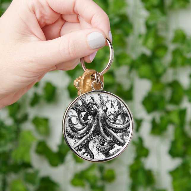 Llavero El pulpo blanco y negro se parece al calamar del s (Mano)