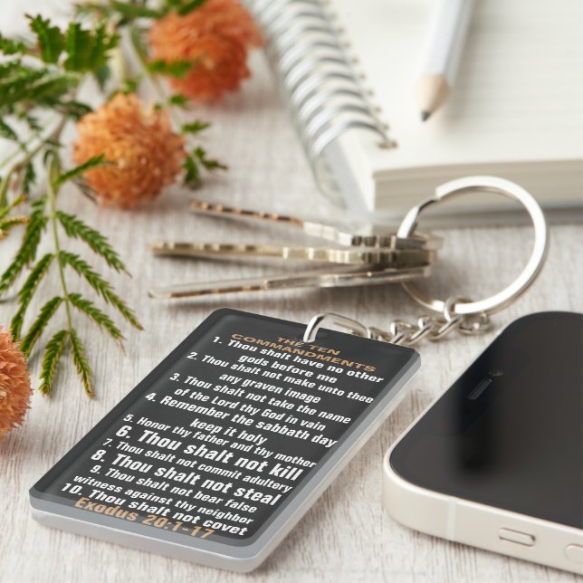 Llavero El Rectángulo de los Diez Mandamientos (doble cara (Frente Derecha)