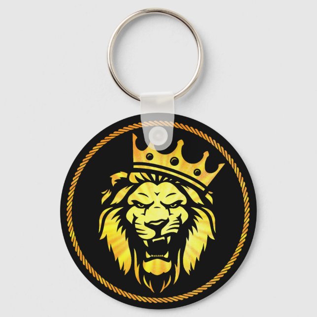 Llavero El Rey - León ruidoso usando corona (Anverso)