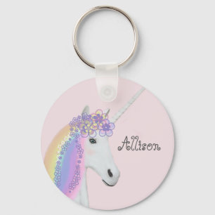 Llavero El rosa arcoiris de Unicornio personalizado