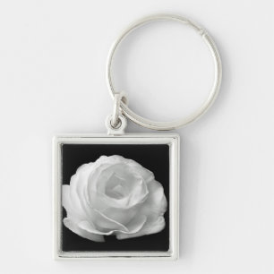 Llavero El rosa blanco florece arte del amor de la paz del