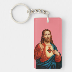 Llavero El Sagrado Corazón De Jesús Retrato De Arte Fino