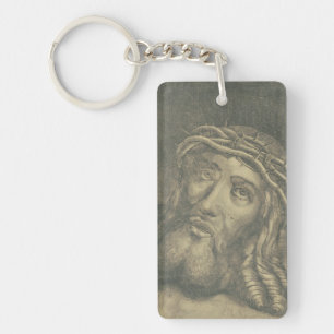 Llavero El Santo Rostro De Jesús Arte Monocromático