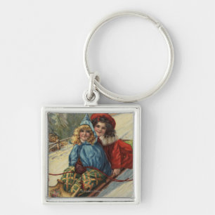 Llavero El Sledding de las niñas de ChristmasTwo