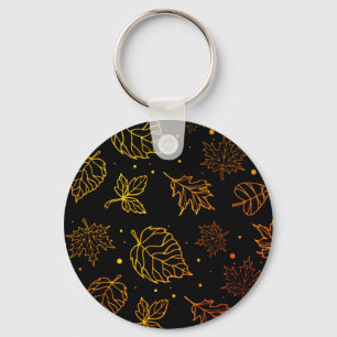 Llavero El toque de elegancia de hojas de cobre en negro