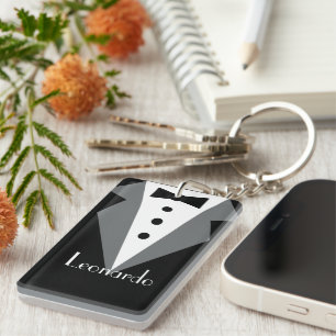 Llavero El traje negro de esmoquín personalizado