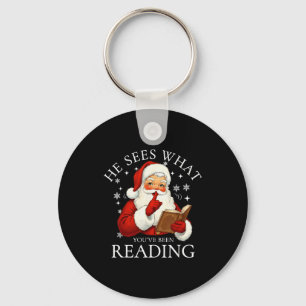 Llavero Él ve lo que has estado leyendo divertido libro na