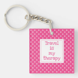 Llavero El viaje es mi terapia modernos puntos rosas y bla