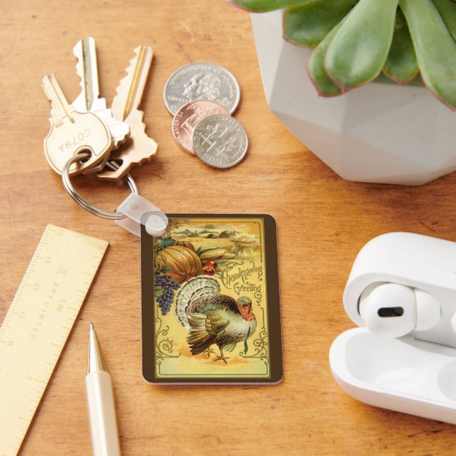 Llavero El viejo saludo de Acción de Gracias con Turquía (Escritorio )