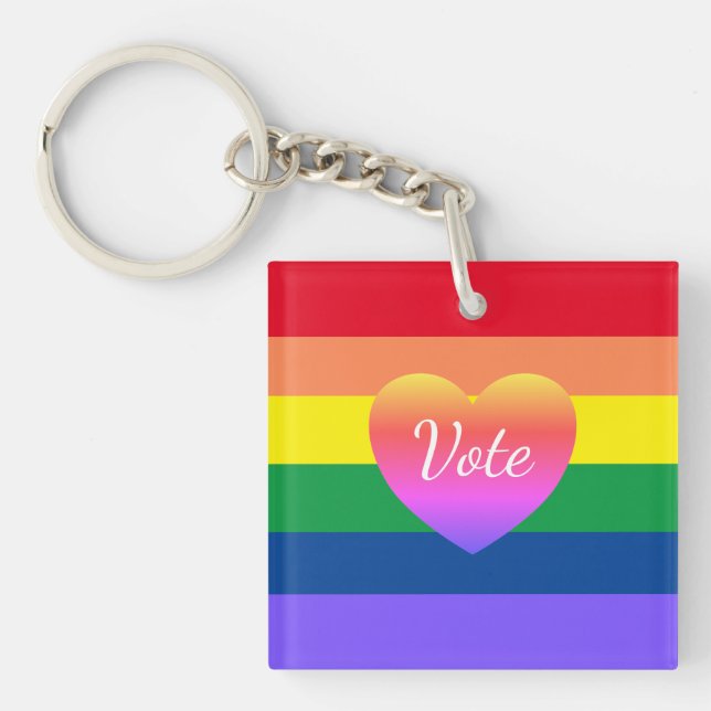 Llavero Elecciones del 2024 del Orgullo Gay LGBTQ Votos ar (Frente)