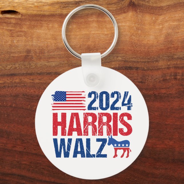 Llavero Elecciones estadounidenses de Harris Walz 2024 (Anverso)
