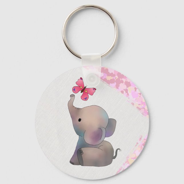 Llavero Elefant mit rosa Falter (Anverso)
