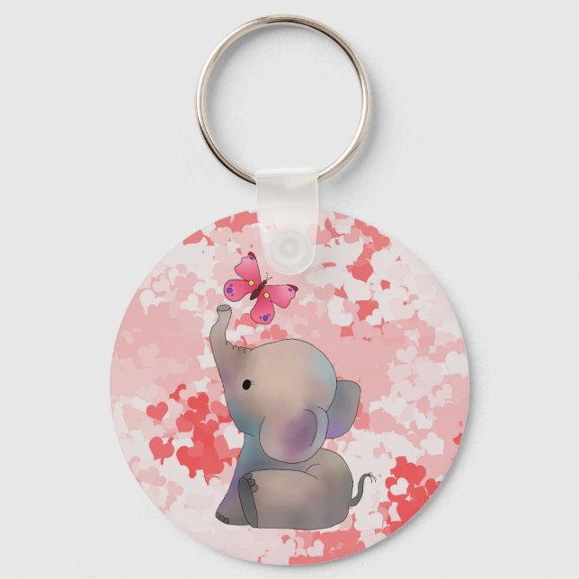 Llavero Elefant mit rosa Falter  Schlüsselanhänger (Anverso)