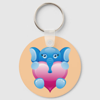 LLAVERO ELEFANTE AZUL CON CORAZÓN ROSA