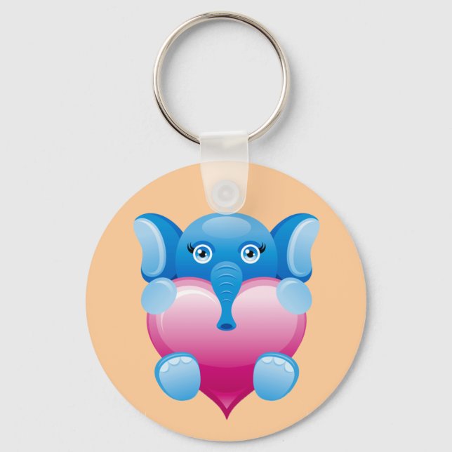 LLAVERO ELEFANTE AZUL CON CORAZÓN ROSA (Anverso)