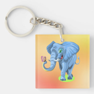 Llavero Elefante azul jugando con mariposa-44644
