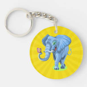 Llavero Elefante azul jugando con mariposa-44644