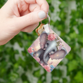 Llavero Elefante bebé adorable con flores