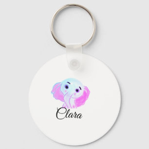 Llavero Elefante bebé azul rosa simple acuarela agregar no