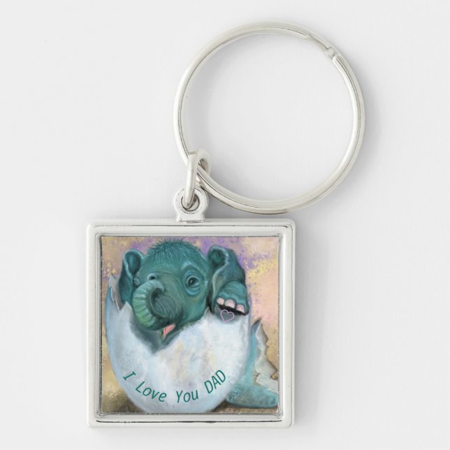 Llavero Elefante Bebé En La Keychain De Huevos - Te Amo DA (Frente)