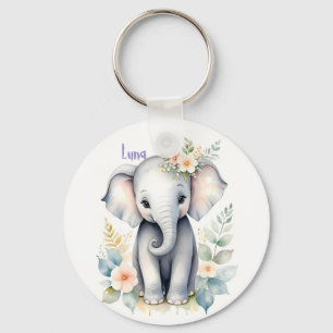 Llavero Elefante bebé floreciente