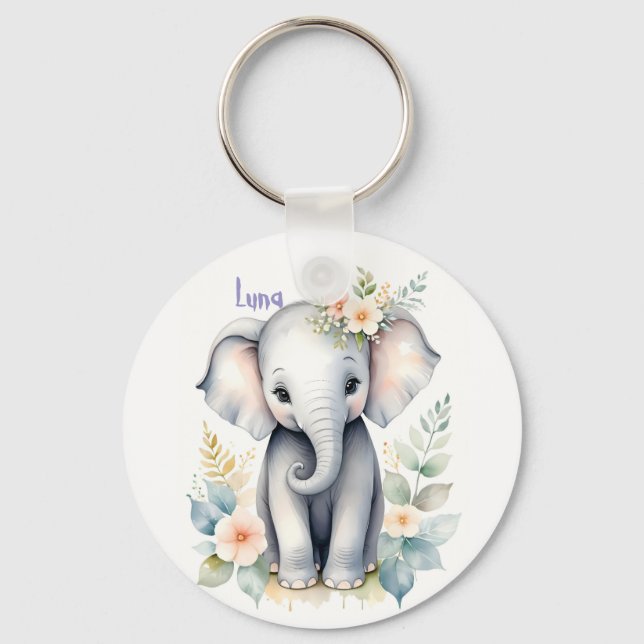 Llavero Elefante bebé floreciente (Anverso)