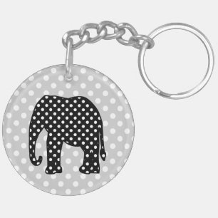 Llavero Elefante blanco y negro de los lunares