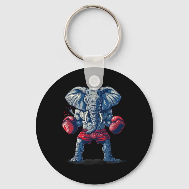 Llavero Elefante boxeando con guantes de boxeo Kickboxing  (Anverso)