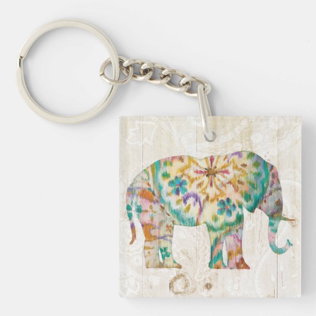 Llavero Elefante de Boho Paisley I (Frente)