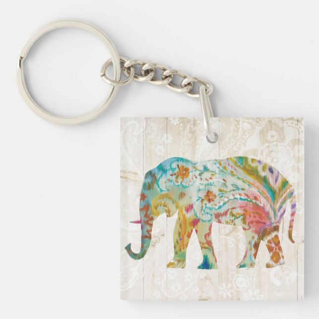 Llavero Elefante de Boho Paisley II (Frente)