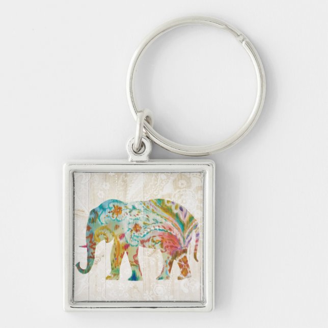Llavero Elefante de Boho Paisley II (Frente)