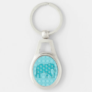 Llavero Elefante de cachemira - turquesa y aqua