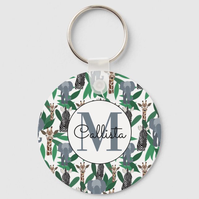Llavero Elefante de cebra jungla jirafa Safari Animales (Anverso)