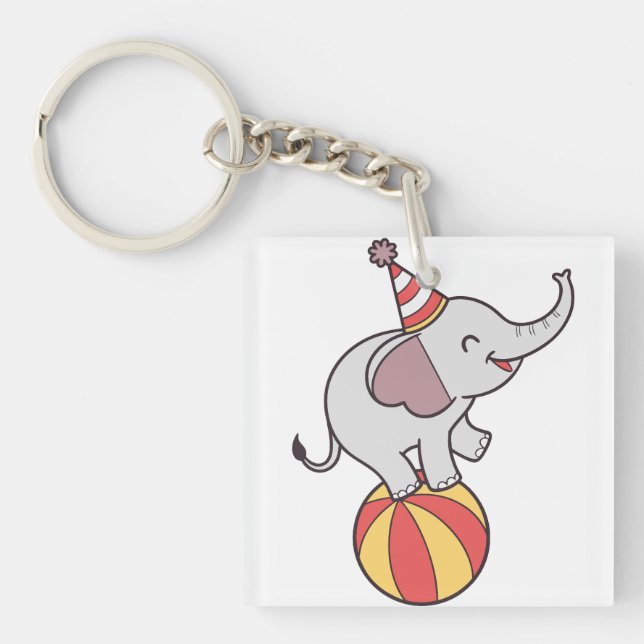 Llavero Elefante de Circo Cuto en la bola - Fiesta de cump (Frente)