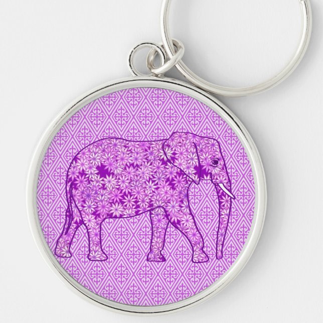 Llavero elefante de flores - ametismo morado (Frente)