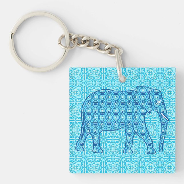 Llavero Elefante de flores de Lotus - turquesa (Frente)