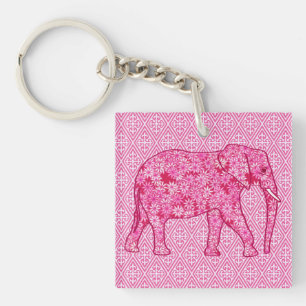 Llavero Elefante de las flores - rosa fucsia