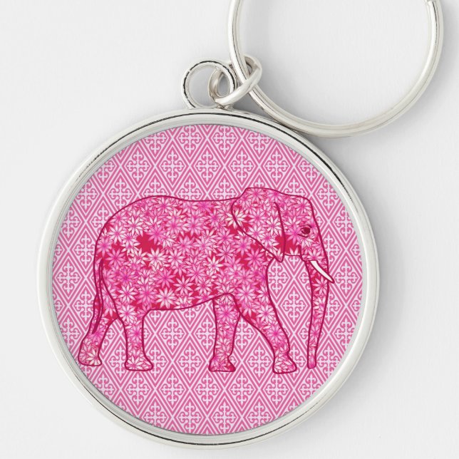 Llavero Elefante de las flores - rosa fucsia (Frente)