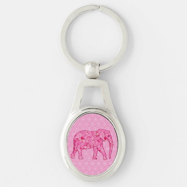 Llavero Elefante de las flores - rosa fucsia (Anverso)