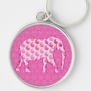 Llavero elefante de paisley - rosa hielo y fucsia