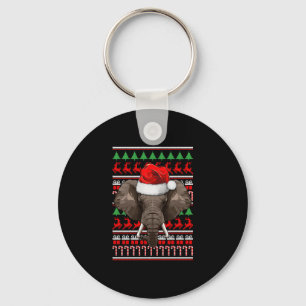 Llavero Elefante de Santa Hat con un animal feo navidad