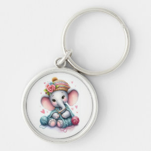 Llavero elefante de tejido acuático