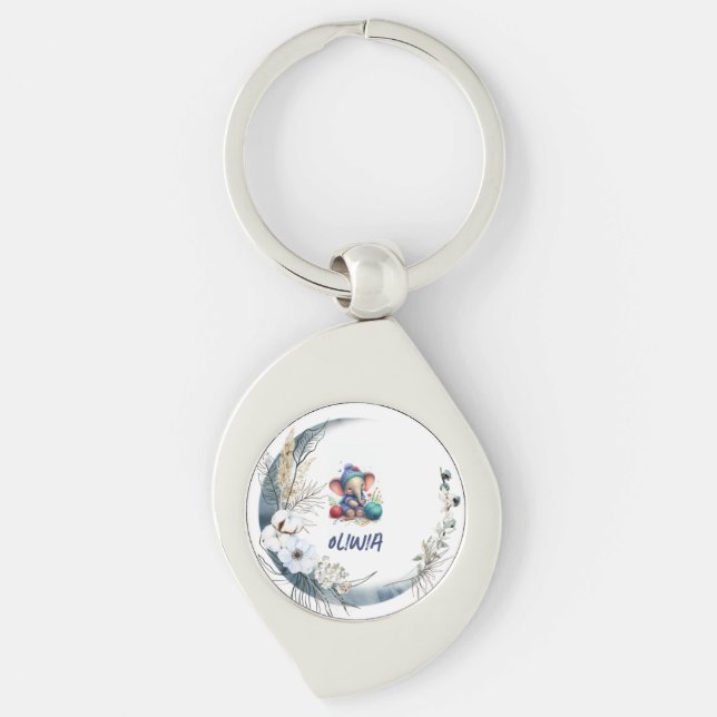 Llavero elefante de tejido acuático (Anverso)