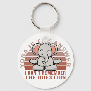 Llavero Elefante divertido y lindo haciendo yoga. diseño d