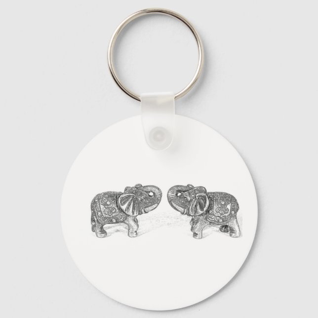 Llavero Elefante doble Feng Shui - B&W (Anverso)