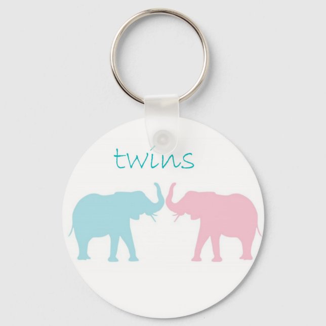 Llavero Elefante Doble Rosa Y Azul (Anverso)
