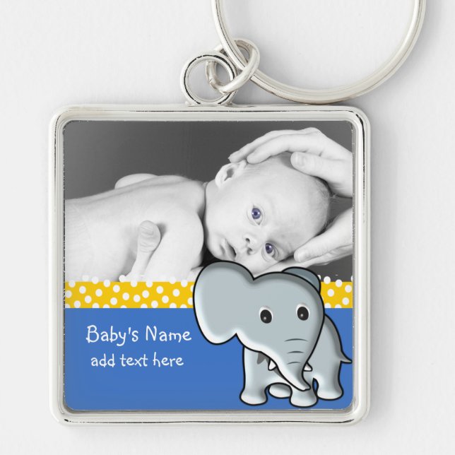 Llavero Elefante/foto del bebé (Frente)