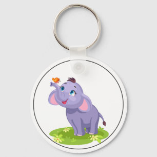Llavero Elefante lindo con mariposa