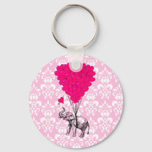 Llavero Elefante lindo divertido y damasco rosa