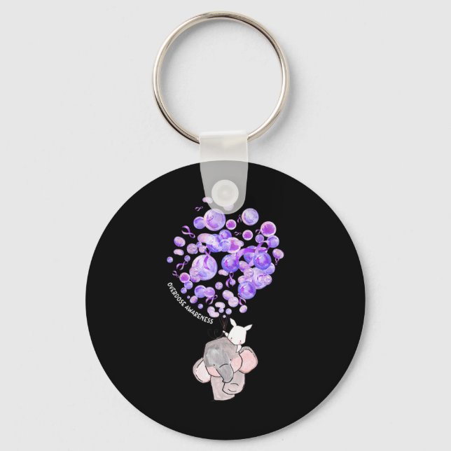 Llavero Elefante lindo resonando globos púrpura sobredosis (Anverso)
